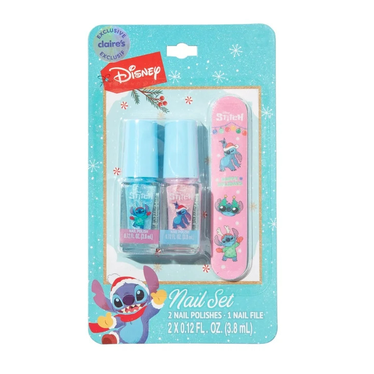Claire's Disney's Holiday Stitch Light Pink and Blue Nail Polish and Nail File, Children's | Walmart (US)