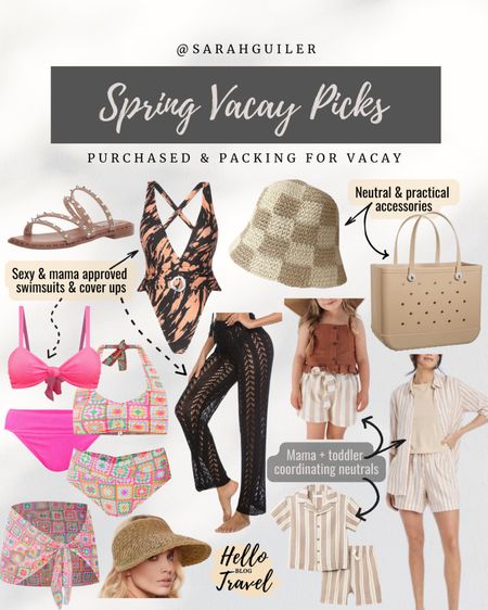 What I’m packing for our spring vacation to Naples ☀️🌊 Love having coordinating neutral looks with my minis. Also loving the bright colors and bold patterned swimsuits paired with the neutral cover ups! 

Beach vacation. Resort wear. Vacation outfit. Swimwear. One piece swimsuit. High waisted swimsuit. Target style. Cover up. Plunge swimsuit. Beachwear. Beach bag. Linen shorts. 