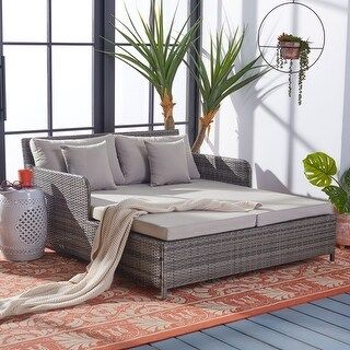 SAFAVIEH Outdoor Cadeo Wicker Daybed with Pillows and Cushions. | Bed Bath & Beyond