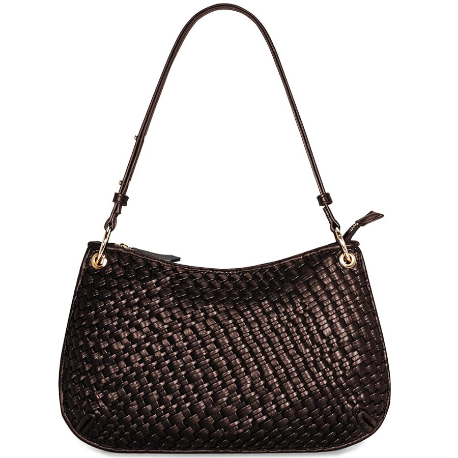 Woven Bag for Women, Small Hobo Purse, Fashion Shoulder Tote, PU Leather Handmade | Amazon (US)