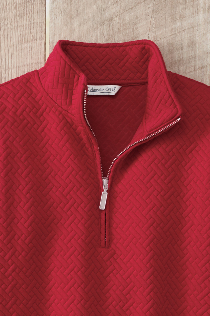 Jacquard Quarter Zip Sweatshirt | Coldwater Creek