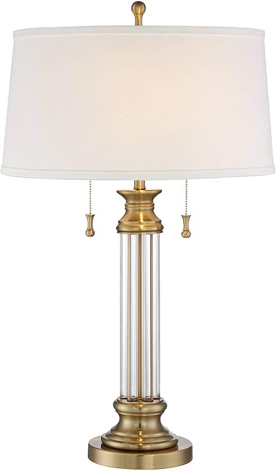 Vienna Full Spectrum Rolland Traditional Table Lamp 30" Tall Antique Brass Crystal Column Off Whi... | Amazon (US)