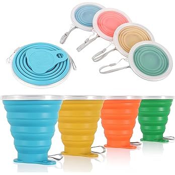 ME.FAN Silicone Collapsible Travel Cup - Silicone Folding Camping Cup with Lids - Expandable Drin... | Amazon (US)