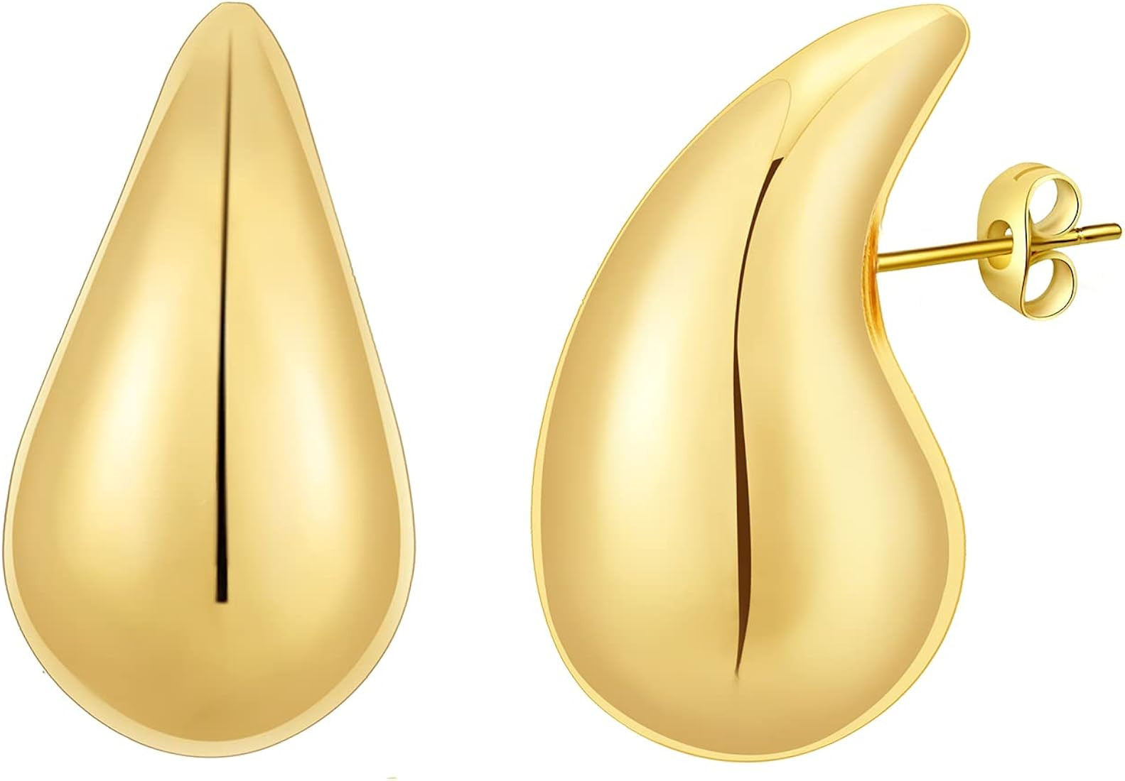 Apsvo Chunky Gold Hoop Earrings for Women, Lightweight Waterdrop Hollow Open Hoops, Hypoallergeni... | Amazon (US)