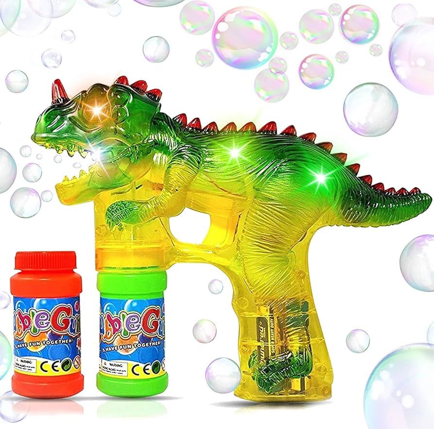 Dinosaur Bubble Gun: Battery Operated Bubble Maker Toys for Toddlers and Kids | Sound-Free | Rede... | Amazon (US)