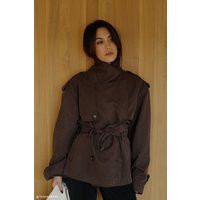 Alden Short Trench Jacket - Chocolate I MESHKI I Size XXL | MESHKI US