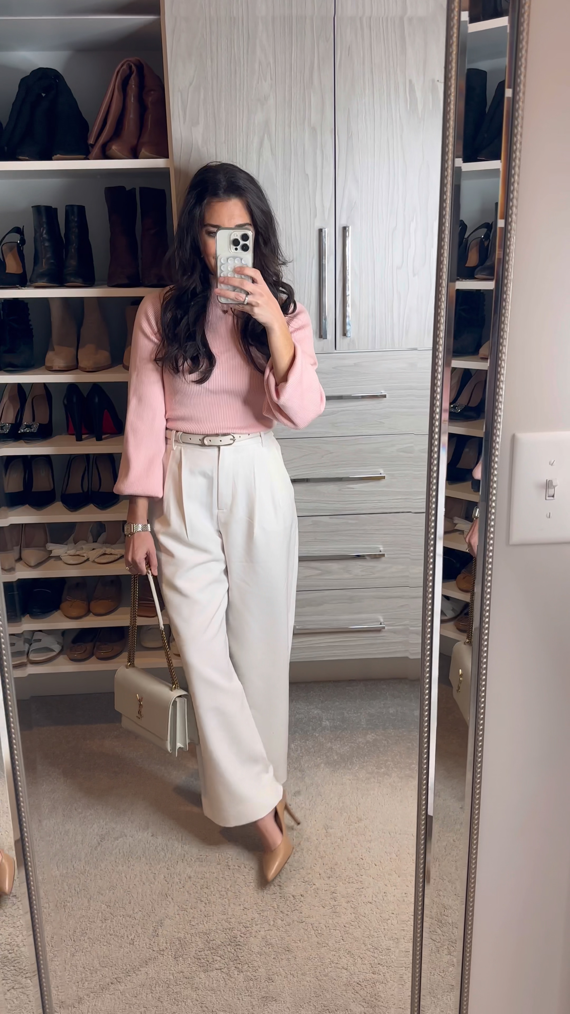 Cream work pants from Abercrombie/ styled with sweater for business casual winter work outfits 2024 

#LTKSeasonal #LTKfindsunder100 #LTKworkwear