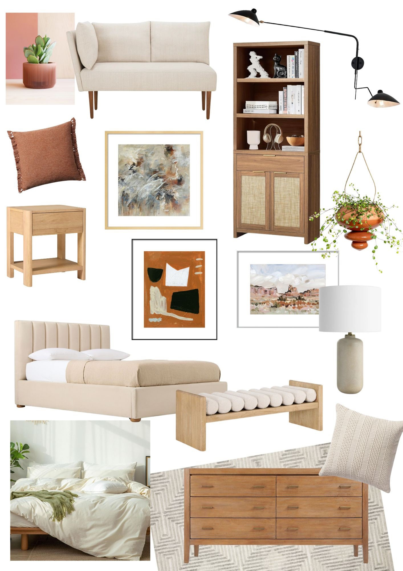 Here’s a contemporary desert-inspired bedroom mood board to help inspire your next makeover design! What’s your favorite piece in this collection? Mine is that cool boucle bench and the hanging plant holder…

#LTKHome #LTKFindsUnder100 #LTKFindsUnder50