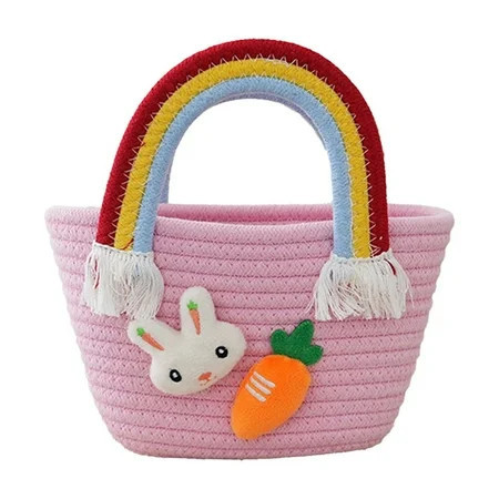 Matoen Easter Baskets for Kids Woven Bunny Basket with Handle Egg Hunting Easter Bucket for Boys and Girls | Walmart (US)