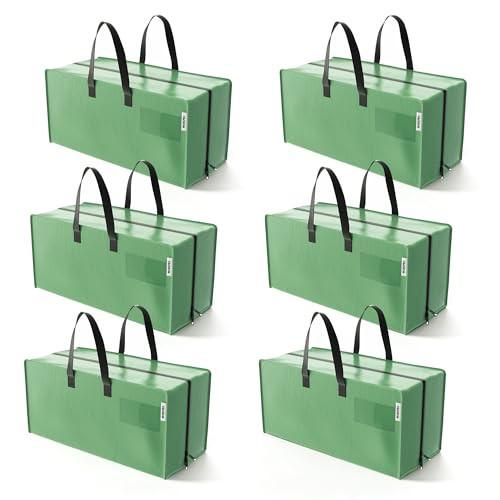 WORKPRO 6 Pack Extra Large Moving Bags with Zippers & Carrying Handles Backpack Straps, Heavy-Duty Storage Tote for Space Saving & Storage, Alternative to Moving Box (Green) | Amazon (US)