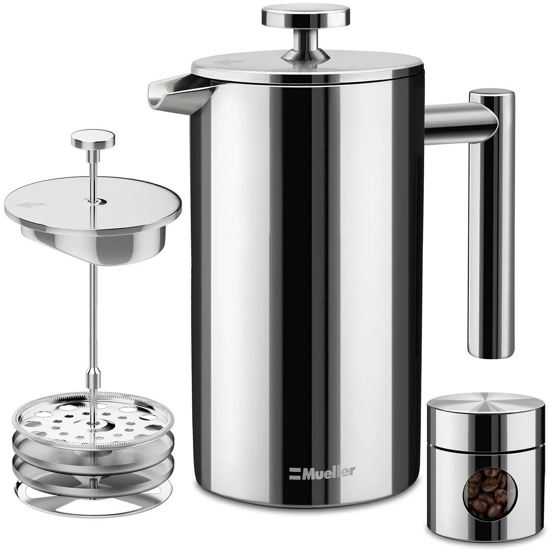 Mueller French Press Double Insulated 304 Stainless Steel Coffee Maker 4 Level Filtration System,... | Walmart (US)