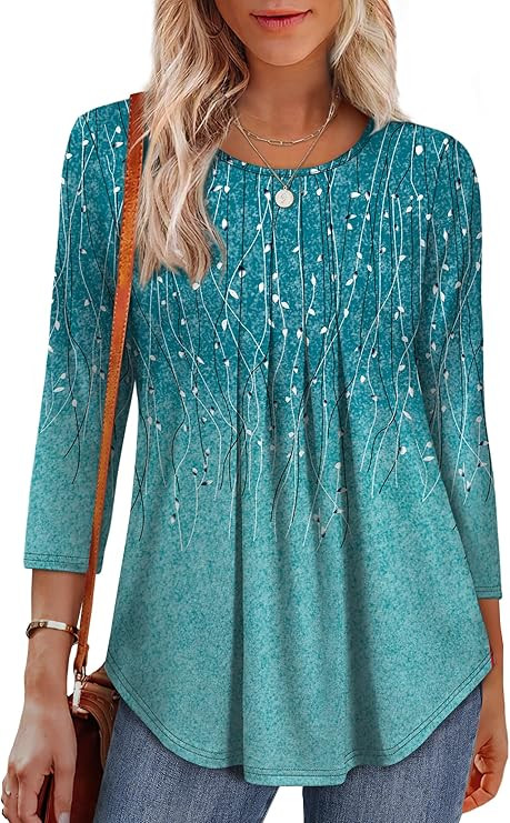 OFEEFAN 3/4 Length Sleeve Womens Tops Dressy Casual Women's Clothing Spring Outfits for Women 202... | Amazon (US)