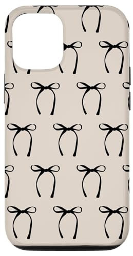iPhone 12/12 Pro Aesthetic Black Ribbon Bow On Beige Case | Amazon (US)