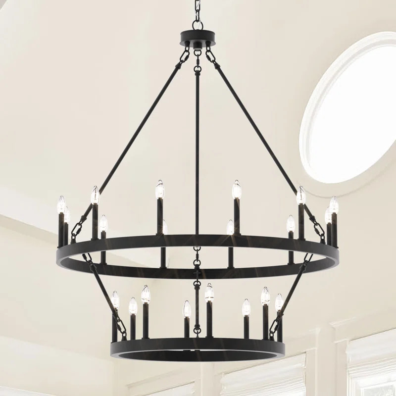 Avalee 20 - Light Steel Dimmable Wagon Wheel Chandelier UL Certified | Wayfair North America