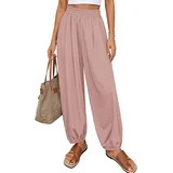 PRETTYGARDEN Womens Summer Casual Pants High Waisted Loose Wide Leg Palazzo Pockets Lounge Beach ... | Walmart (US)