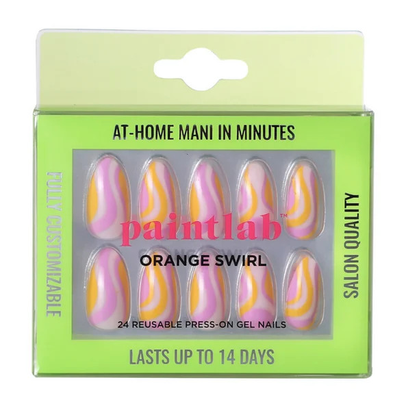 PaintLab Orange Swirl Gel Press On Nails Kit, Orange, 24 Count | Walmart (US)