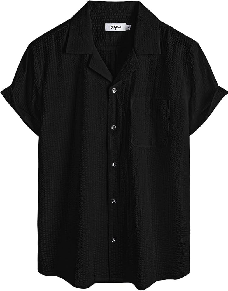 VATPAVE Mens Striped Summer Shirt Casual Button Down Short Sleeve Beach Shirts Cotton Shirts for ... | Amazon (US)