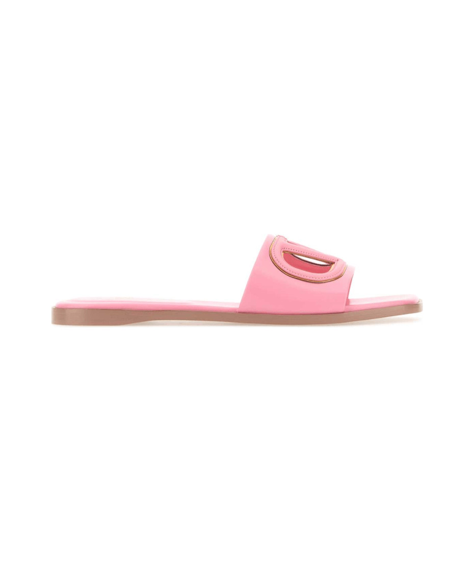 Pink Leather Vlogo Slippers | Italist.com US