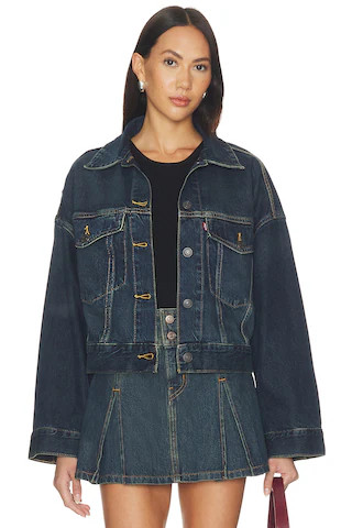 Loose Crop Trucker Jacket in High Vibration Trucker | Revolve Clothing (Global)