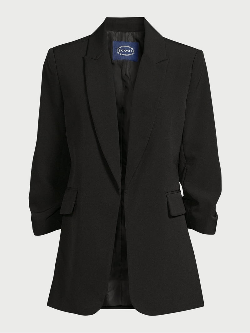 Scoop Women's Scrunch Sleeve Crepe Blazer with Buttons, Sizes XS-XXL - Walmart.com | Walmart (US)