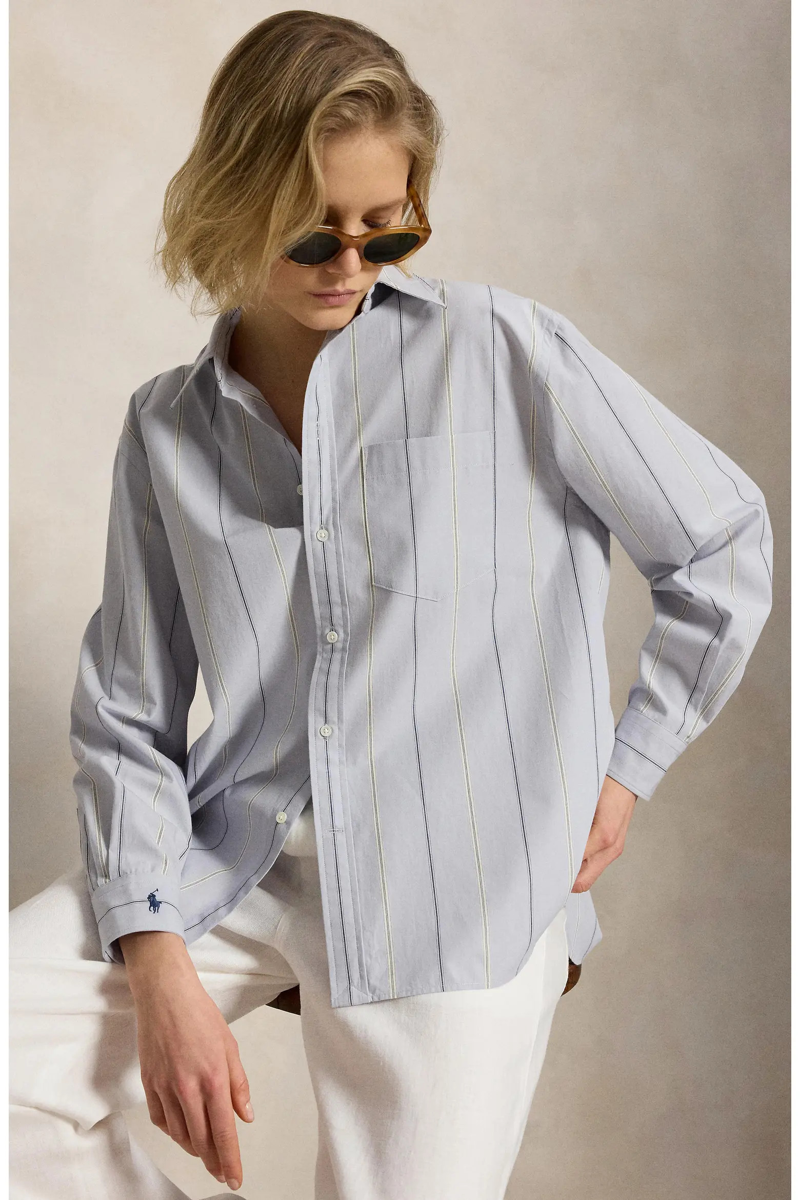 Polo Ralph Lauren Oversize Stripe Button-Up Shirt (Women) | Nordstrom | Nordstrom