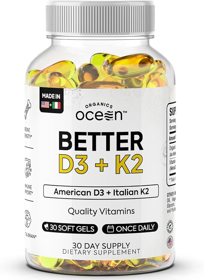 Organics Ocean Better D3 + K2-100% Organic VIT D3 and K2 Supplements with Maximum Bioavailability... | Amazon (US)