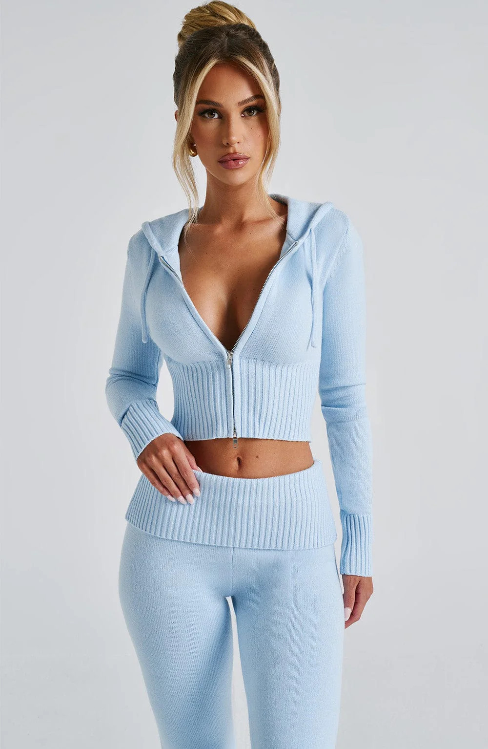 Portia Knit Hoodie - Baby Blue | Babyboo (global)