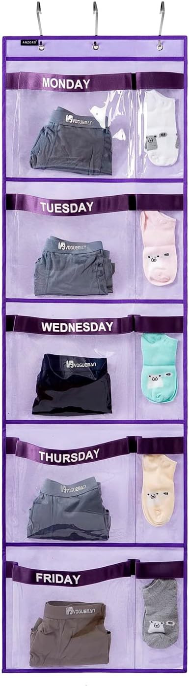 Weekly Kids Clothes Organizer Day of Week School Clothing Storage Monday to Friday Hanging Closet... | Amazon (US)