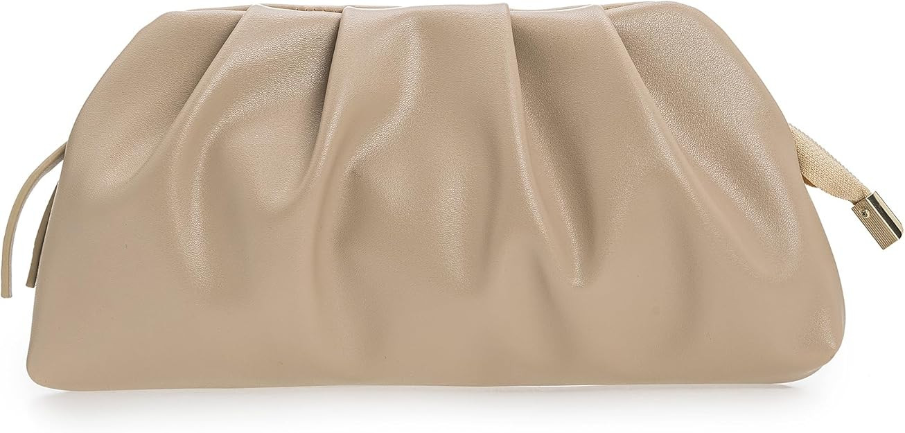 CHARMING TAILOR Chic Soft Vegan Leather Clutch Bag Dressy Pleated PU Evening Purse for Women | Amazon (US)
