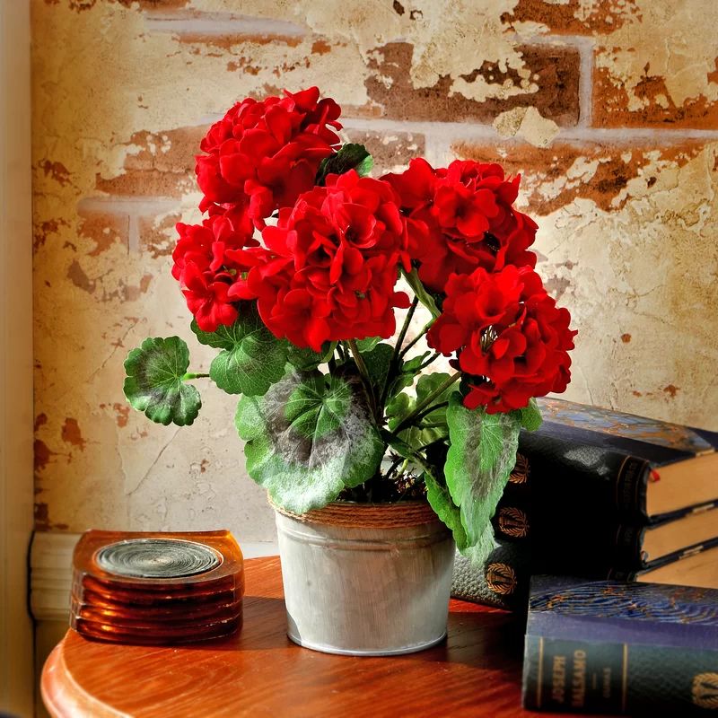 13'' Flowering Plant in Metal Pot | Wayfair North America