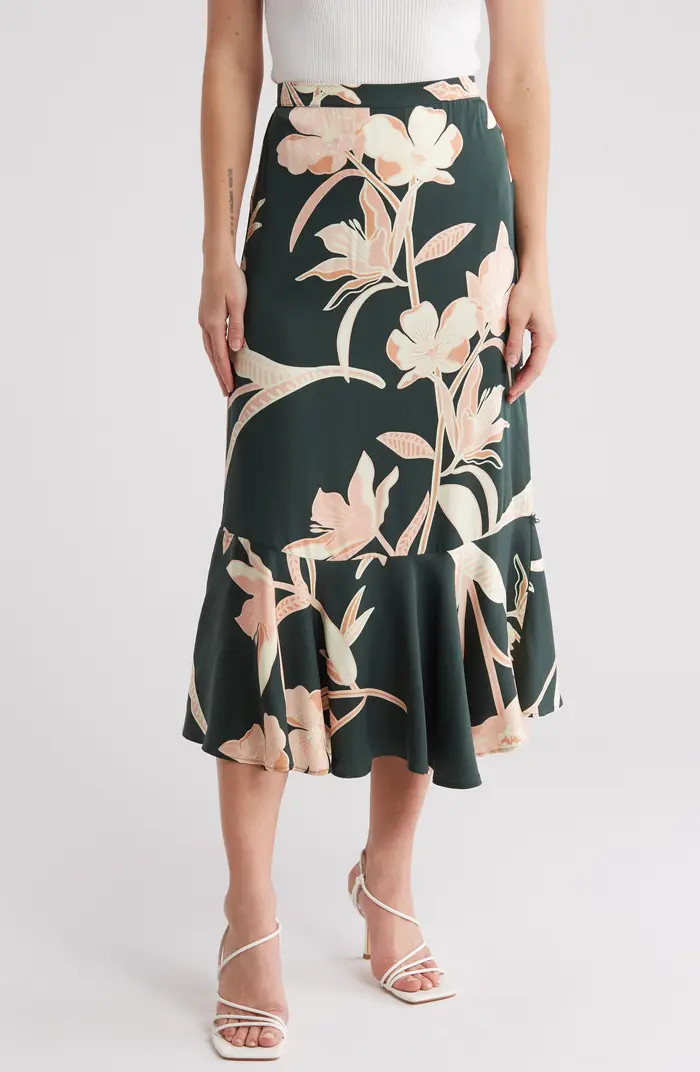 T Tahari Floral Print Flounce Skirt | Nordstromrack | Nordstrom Rack