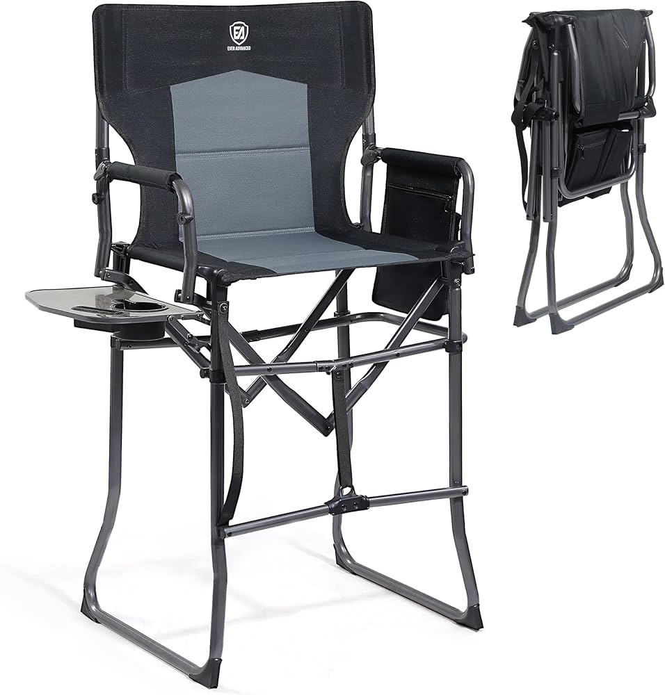 EVER ADVANCED Portable 30.7" Seat Height Tall Folding Camping Chair Directors Chair High Foldable... | Amazon (US)
