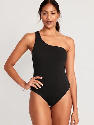 Pucker One-Shoulder One-Piece Swimsuit for Women | Old Navy (US)