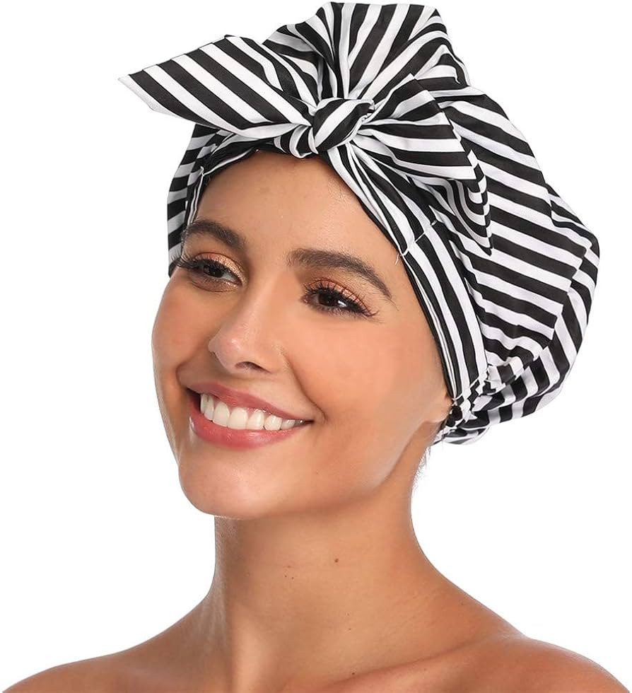 VVolf Shower Cap for Women Hair Caps for Shower Reusable Shower Cap for Long Hair Large Turban Sh... | Amazon (US)