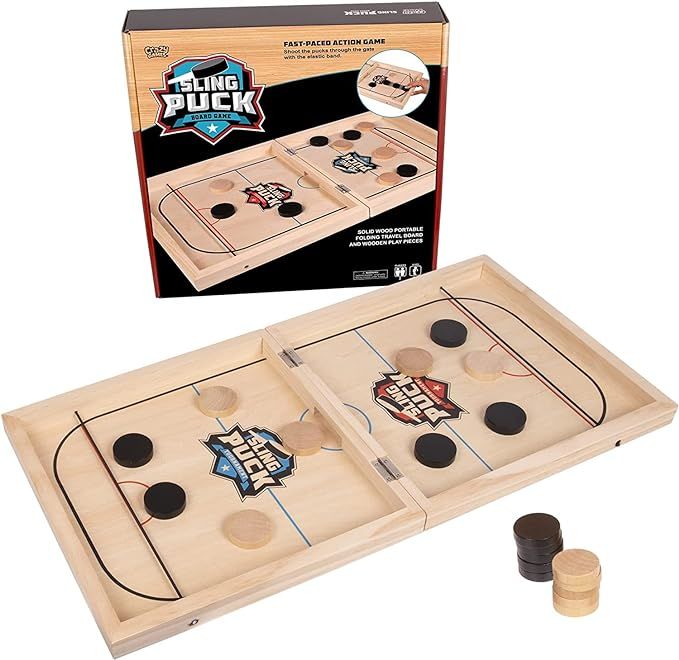Sling Puck Board Game I Table Top Puck Table Game I Wooden Family Games, Fast Sling Puck Game, Fo... | Amazon (US)