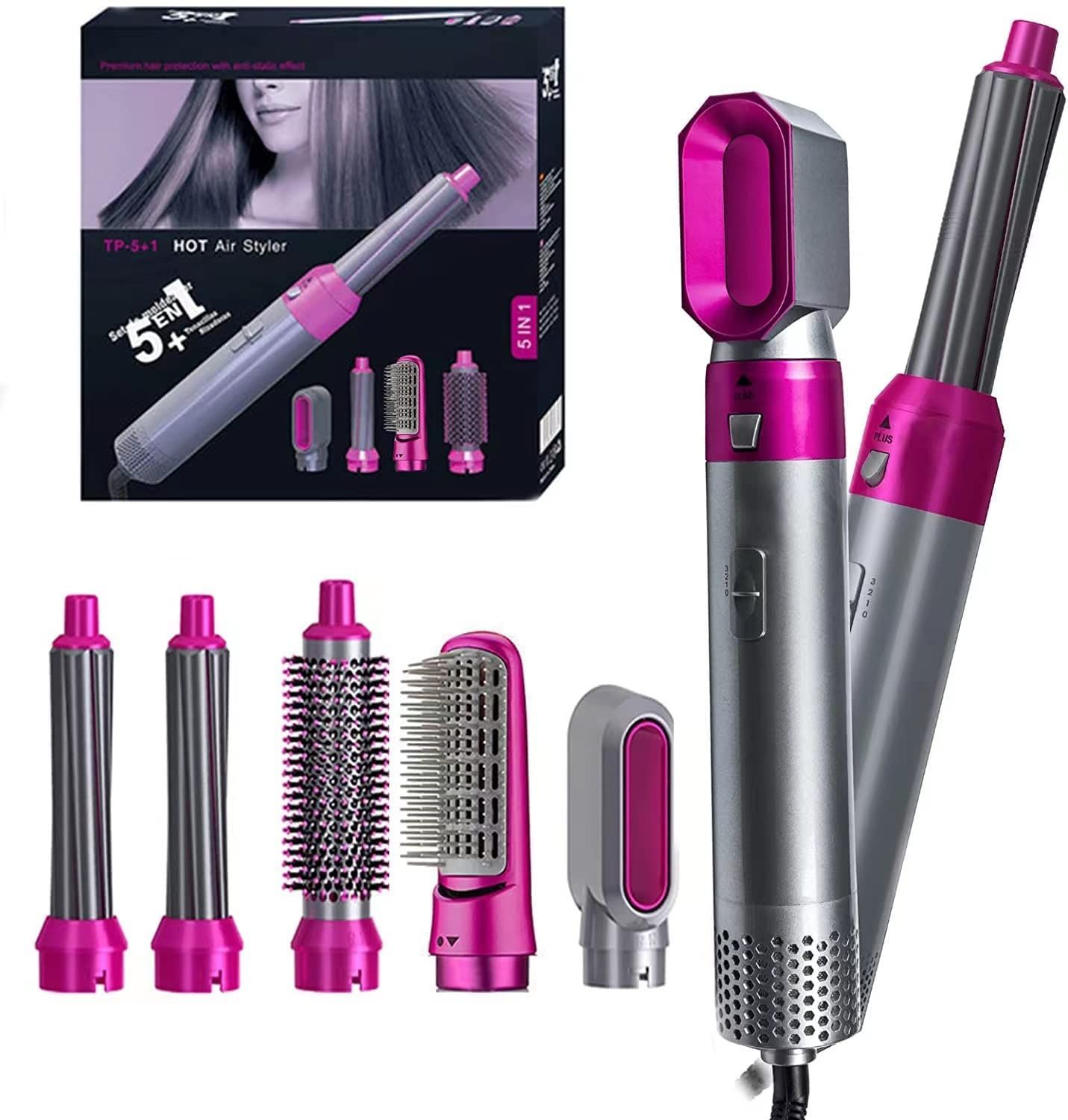 CABLE4U Hair Dryer Brush 5 in 1, Negative Ion Straightener Hair Curler, Detachable Electric Hair ... | Amazon (US)
