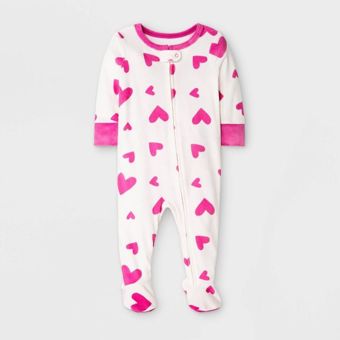 Baby Girls' Heart Footed Pajama - Cat & Jack™ Pink | Target