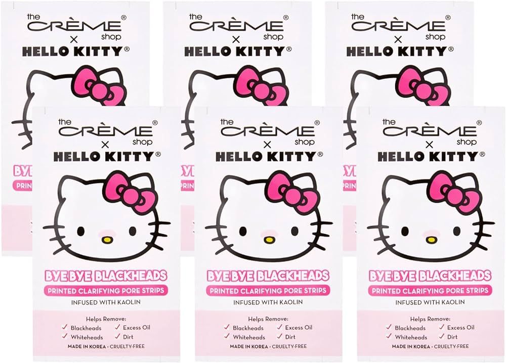 Amazon.com: The Crème Shop Hello Kitty Bye Bye Blackheads Nose Pore Strips (Set of 6) : Beauty &... | Amazon (US)