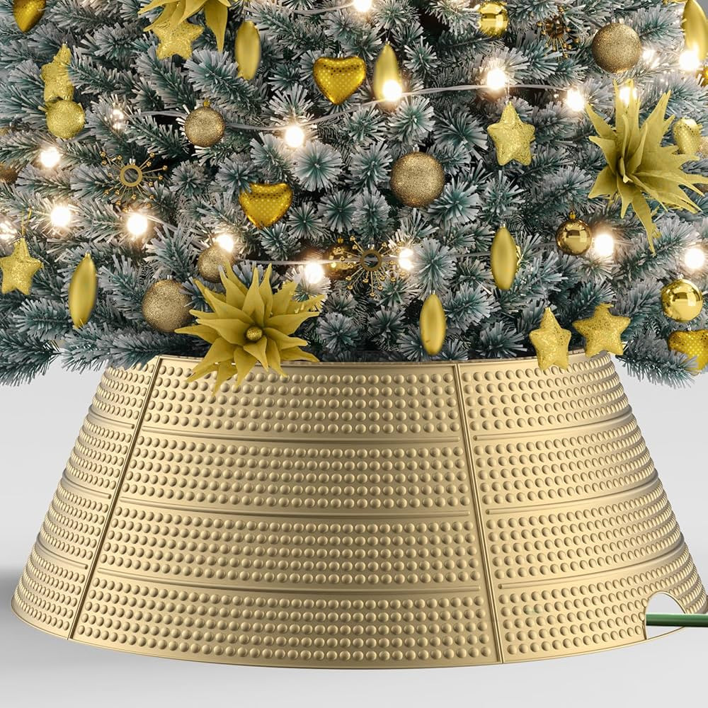 28" Christmas Tree Collar, Smart Cord Cut-Out Design, Metal Christmas Tree Skirt Protection from ... | Amazon (US)