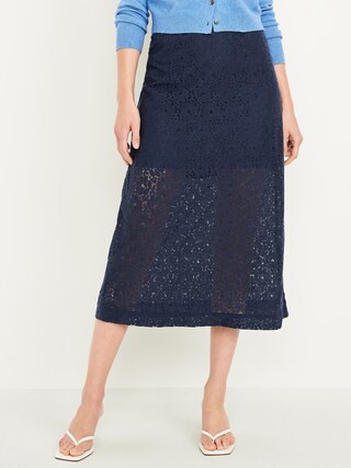 High-Waisted Lace Midi Skirt | Old Navy (US)