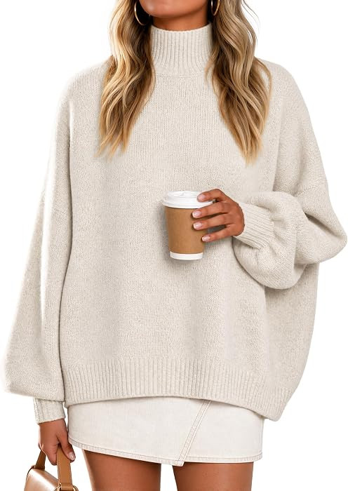 ZESICA Women's Fall Winter Long Sleeve Turtleneck Oversized Sweaters | Amazon (US)