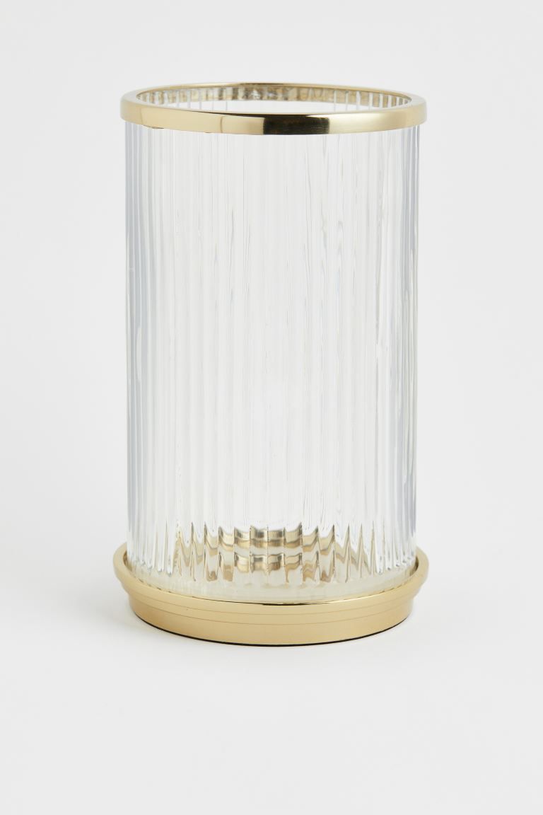 Large Candle Holder in Clear Fluted Glass | H&M (US)