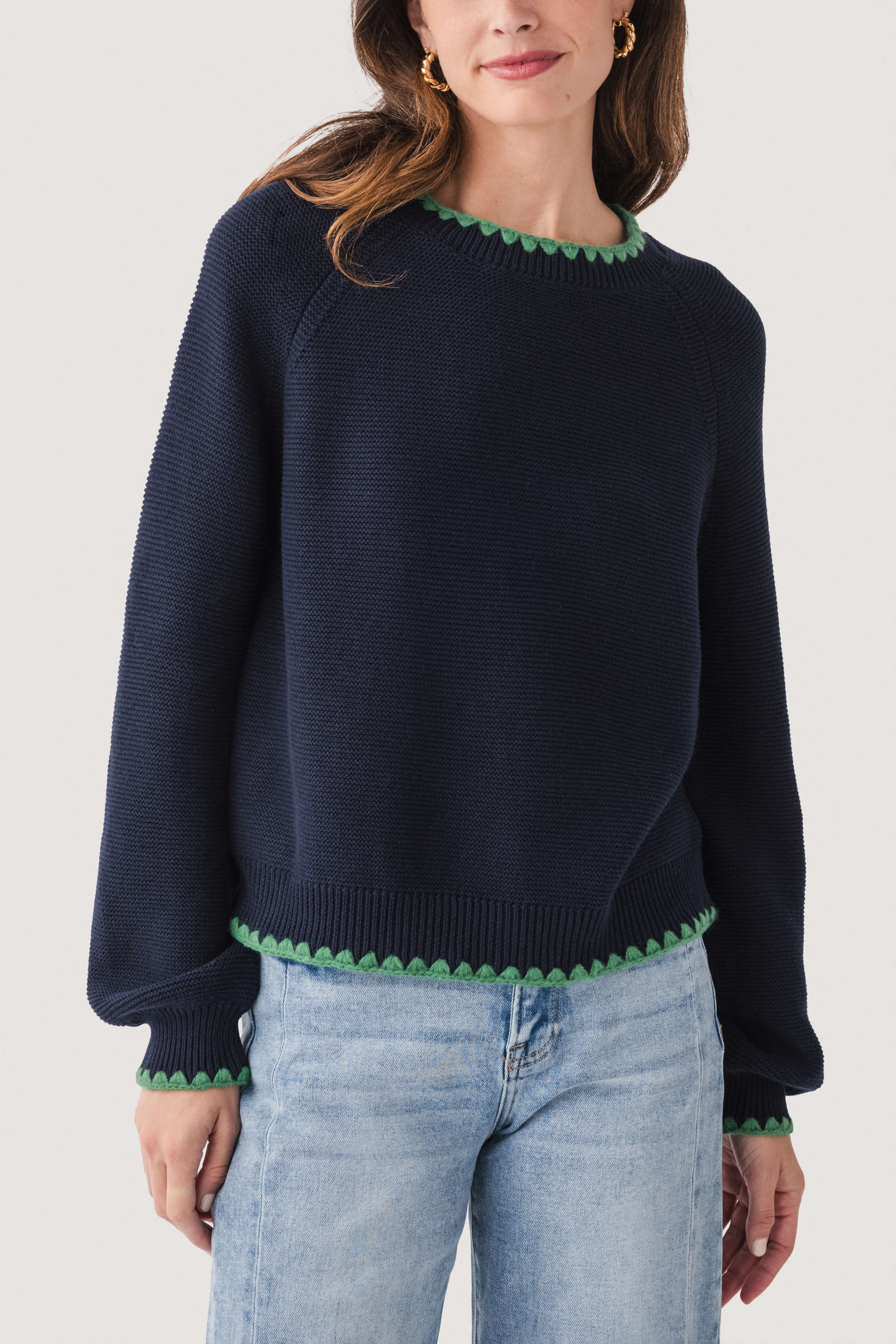 &Merci Contrast Scallop Detail Sweater | Social Threads