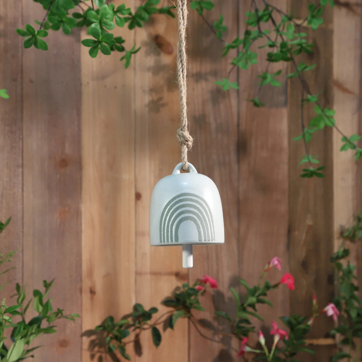 Stoneware Ceramic Windchime Bell with Textured Detail and Jute Hanger - Handcrafted Hanging Accen... | Wayfair North America
