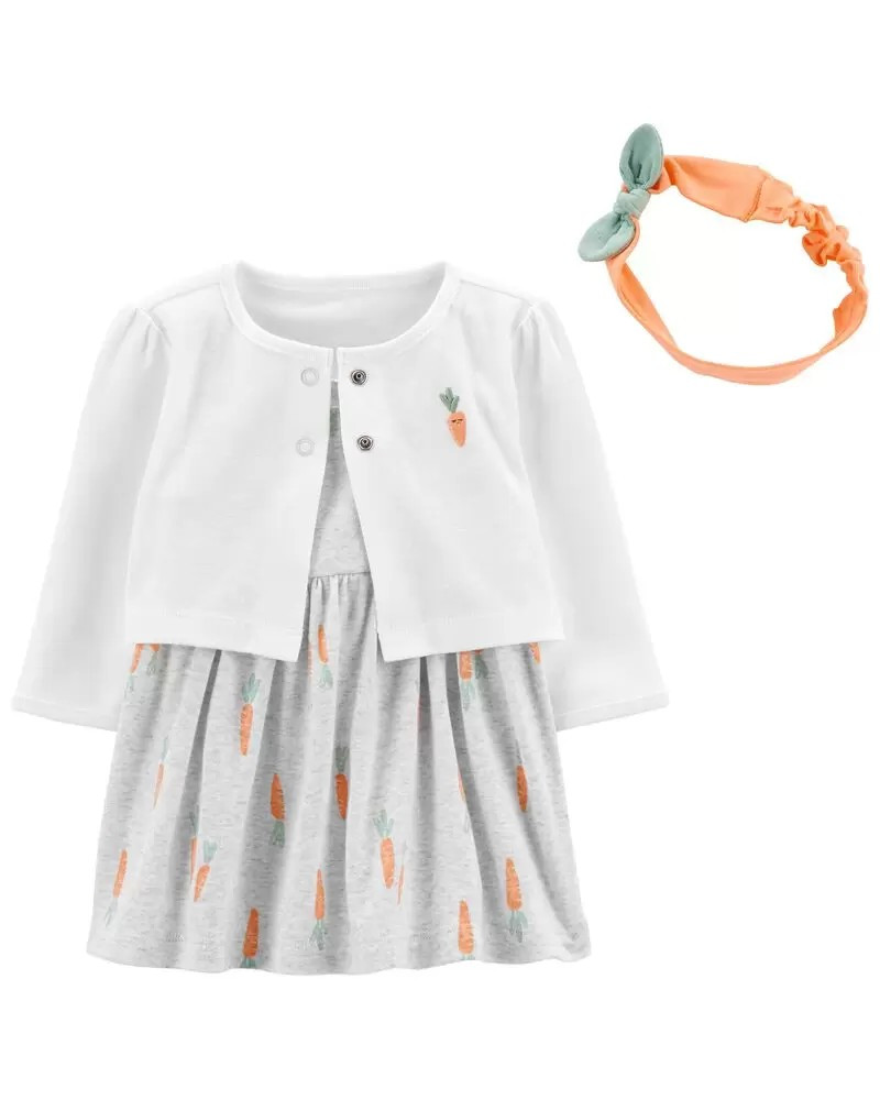 2-Piece Carrot Bodysuit Dress & Cardigan Set | Carter's
