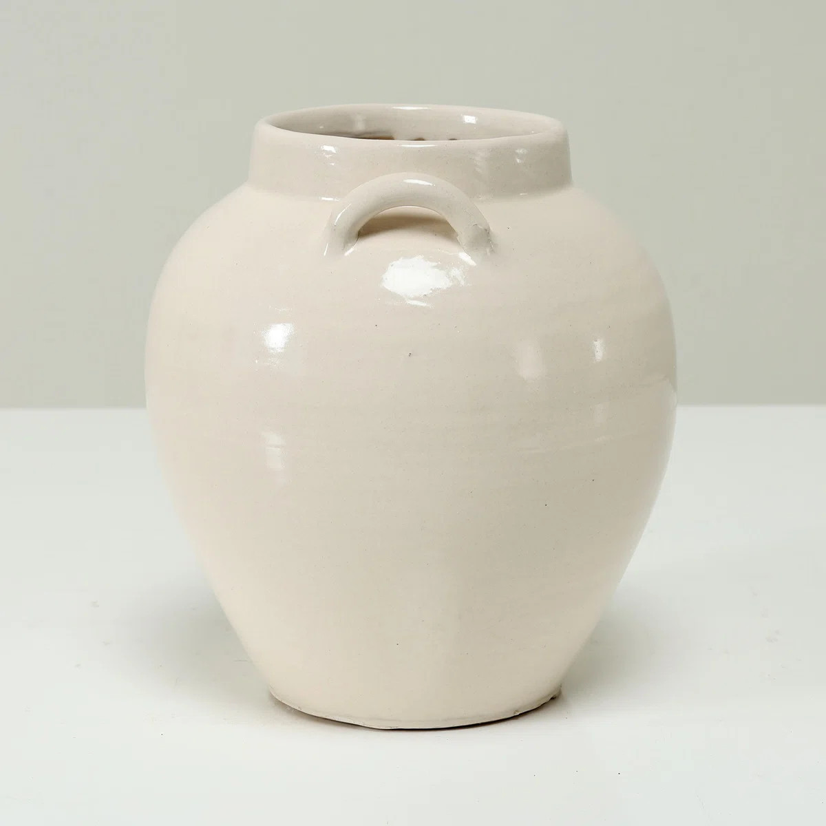 Approx. 9" H Off White Ceramic Vase with Two Handles | Wayfair North America