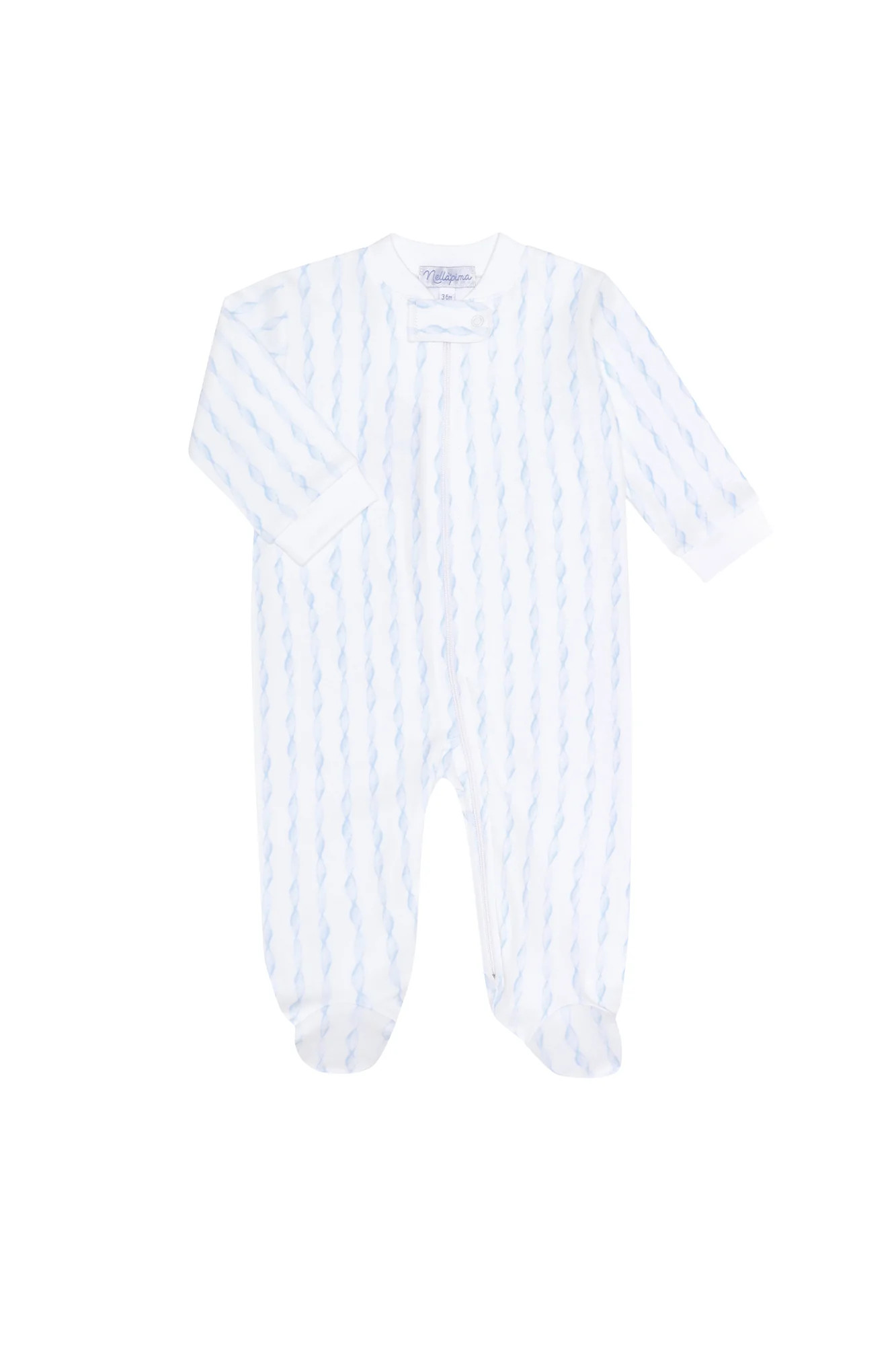 Blue Twirls Zipper Footie | Nellapima