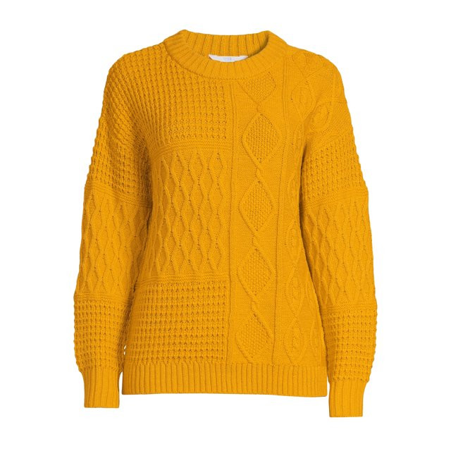 Time and Tru Women's Mixed Stitch Sweater, Midweight, Sizes XS-XXXL - Walmart.com | Walmart (US)