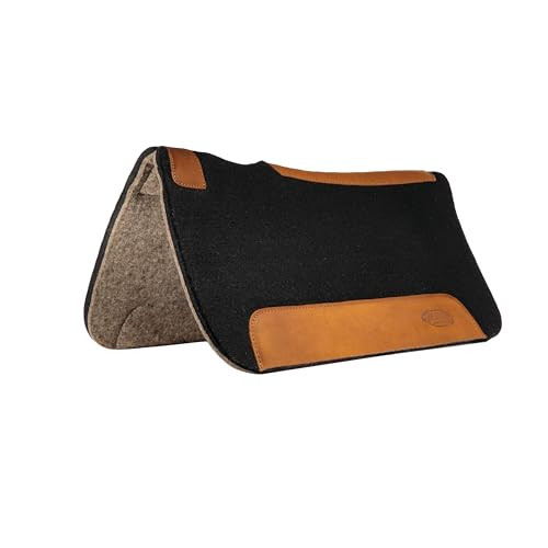 Weaver Equine 25" x 26 Pony Contoured Pure Wool Felt Horse Saddle Pad, Shock Absorbing Western Saddle Pad for Comfort Protection, ‎Black/Natural | Amazon (US)