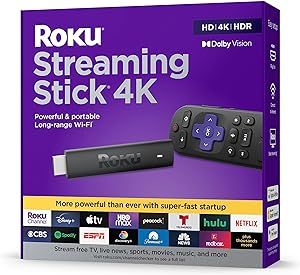 Roku Streaming Stick - Portable 4K/HDR/Dolby Vision Streaming Device, Voice Remote, Free & Live T... | Amazon (US)